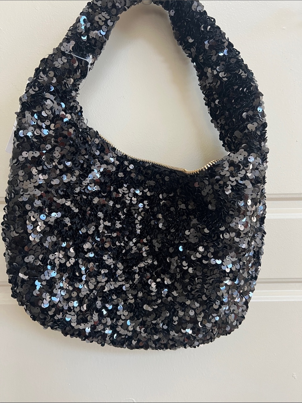 Anthropologie Sequin Hobo Shoulder
Bag Black Sparkle Y2K Glam festive party - Picture 4 of 6